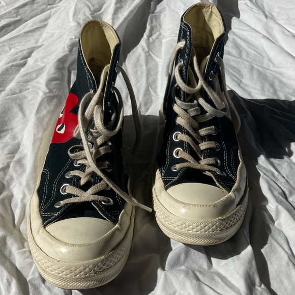 Converse x Comme des Garçons collab black high tops men’s 7 women’s 9 - Picture 6 of 7